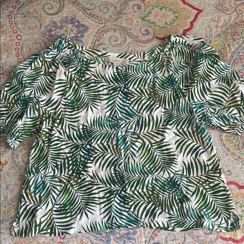 Green Leaf Print Women's Top